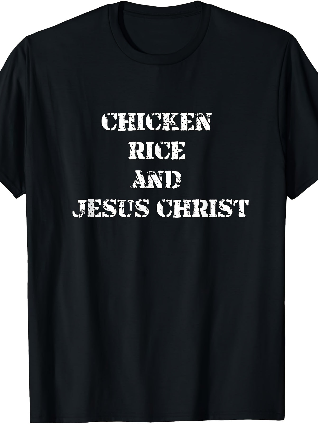 Men'S And Women'S T-Shirt, Funny Christian Faith Food Quote, Chicken Rice Christ Text Graphic Tee, Casual Daily Wear Summer Spring Autumn