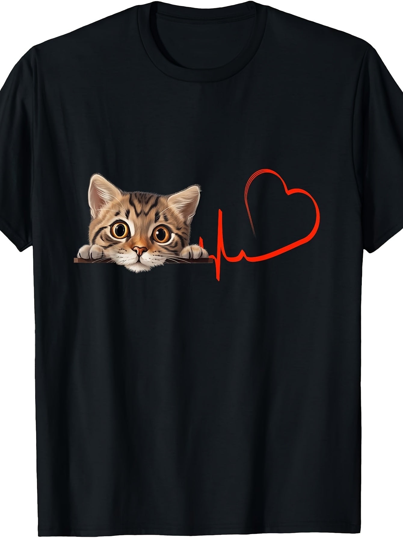 American Shorthair Cat My Heartbeat EKG Funny Cats My Cardio T-Shirt