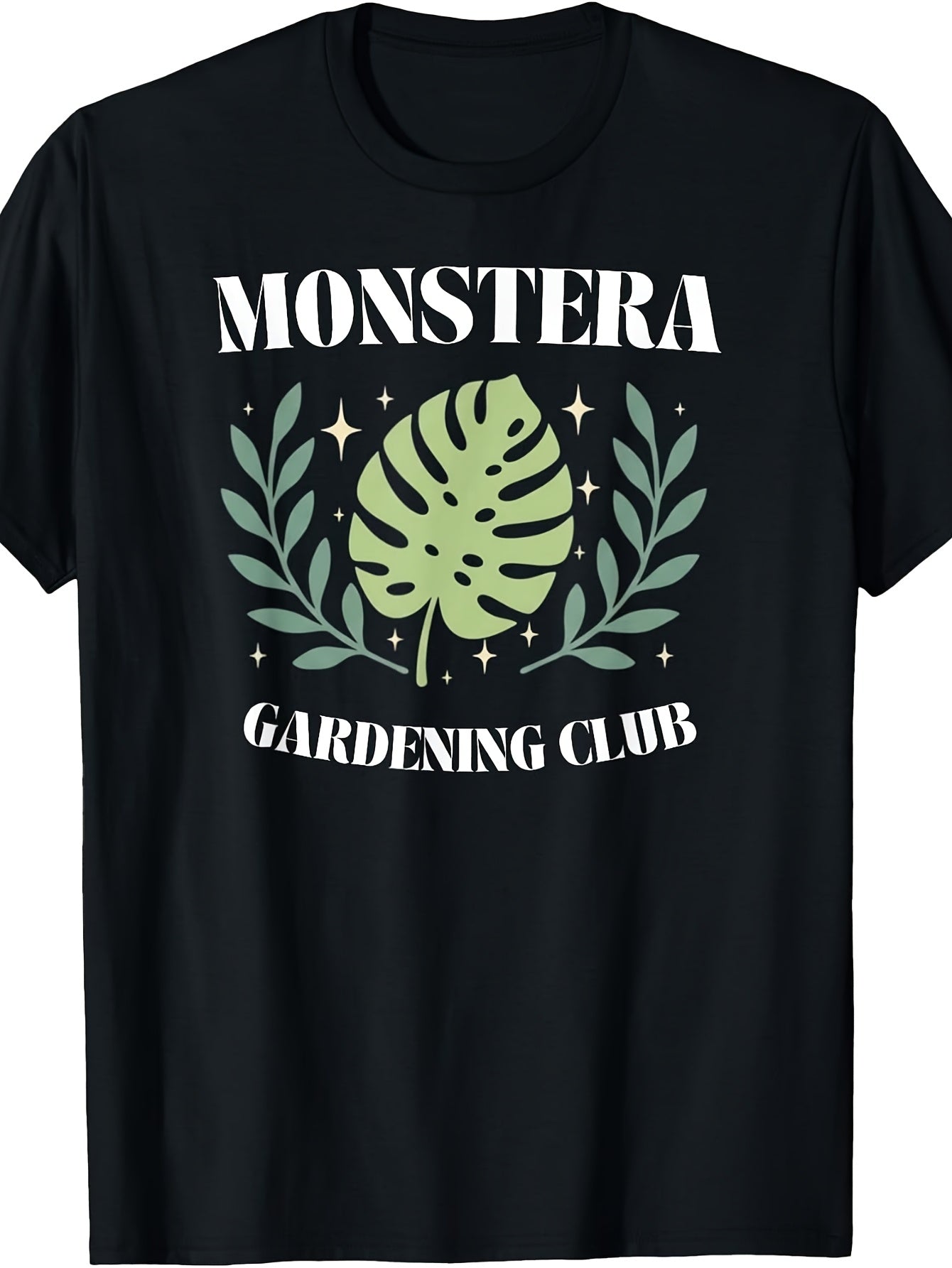 Men's & Women's Vintage Botanical T-Shirt - Monstera Leaf Print Round Neck Tee, Suitable for Gardening Gift, Casual Outdoor Wear, Machine Washable Retro Design for Spring Summer Outfits and Year-Round