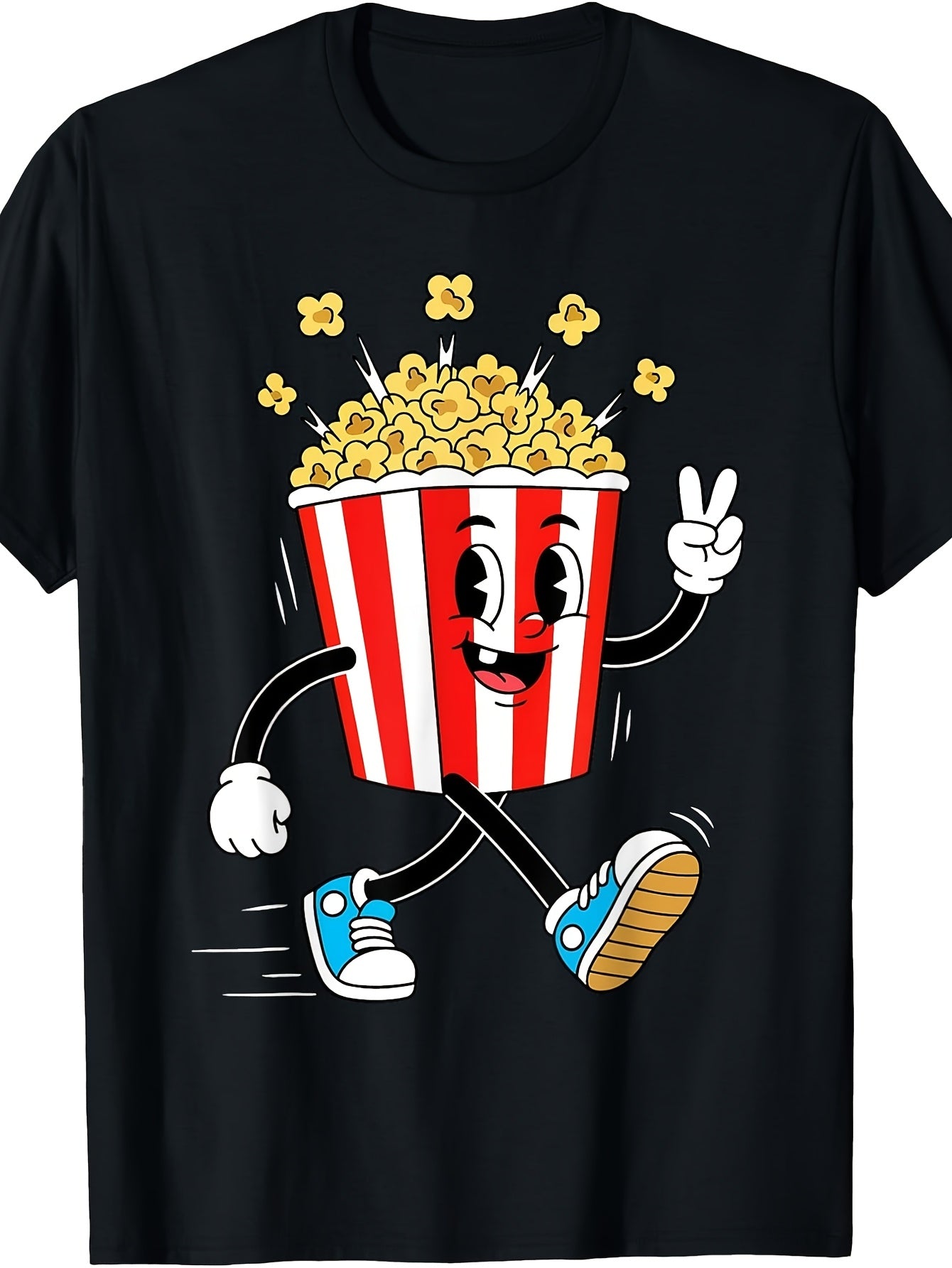 Funny Cartoon Popcorn Bucket Snack Cinema Food Lover T-Shirt