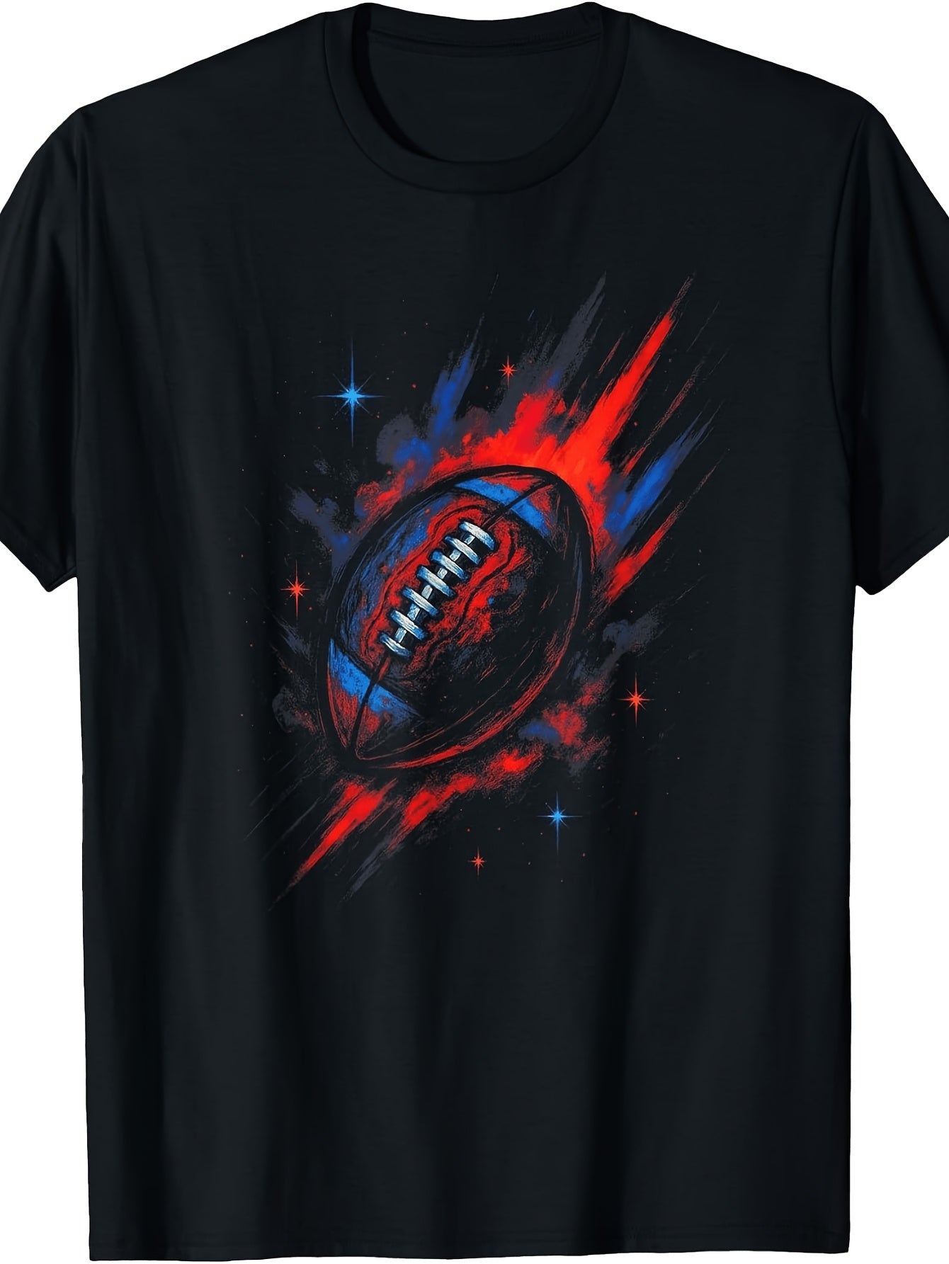 Men's And Women's T-Shirt, American Football with Red And Blue Splash Art Design, Sports Fan Gift for Game Day Or Casual Wear