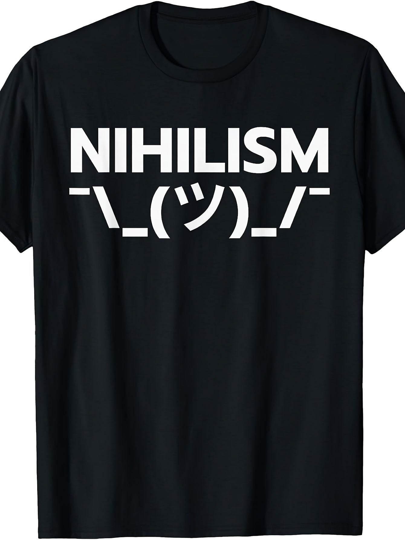 Men'S And Women'S T-Shirt, Nihilism Shrugging Kaomoji Text Graphic, Casual Daily Wear Summer Spring Fall