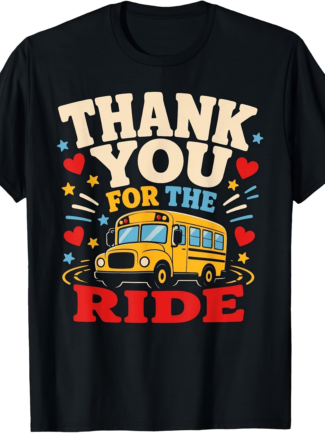 Men's And Women's T-Shirt, Retro Vintage Style, Thank You for The Ride School Bus Graphic, Back to School Season, Teacher Appreciation Gift