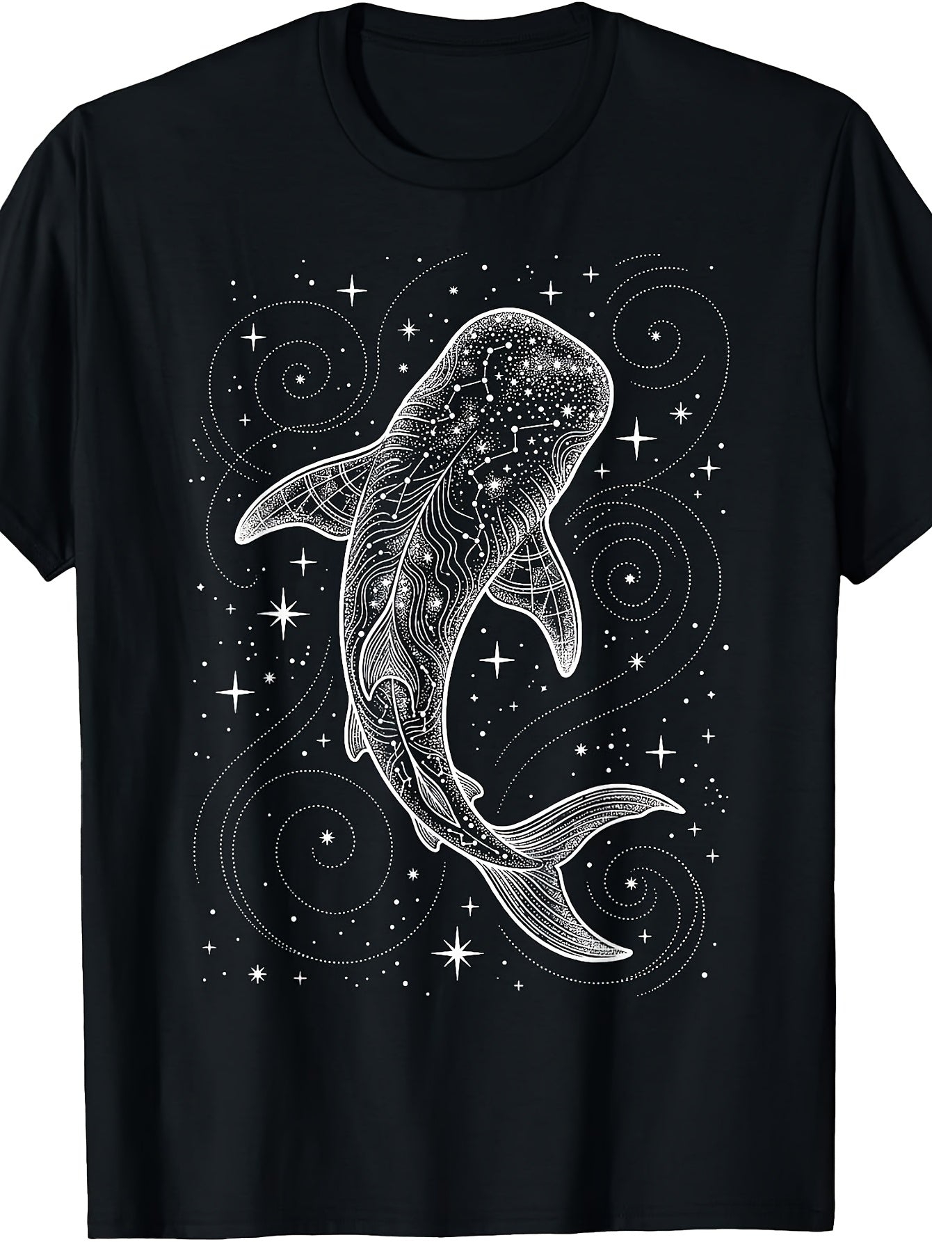 Mystical Style, Men's And Women's T-Shirt, Celestial Whale with Stars And Swirls Design, Casual Wear Summer Season